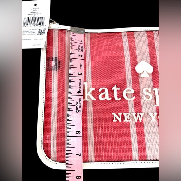 kate spade Wristlet Ella Lt Red/cream Mesh/white leather trim New with tags - Picture 11 of 11